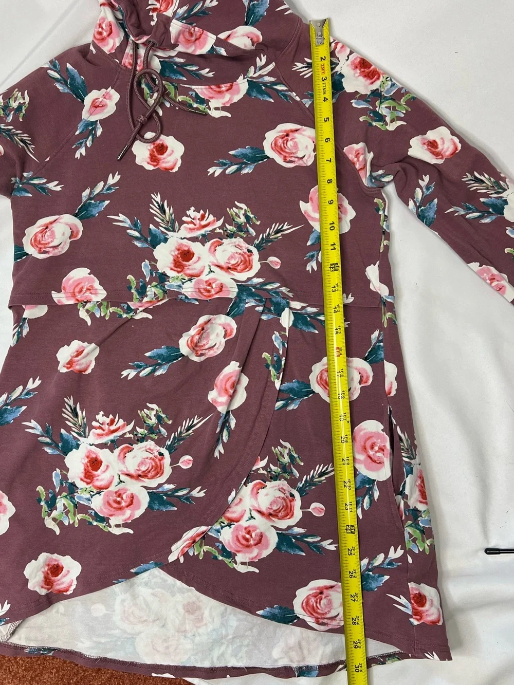 Latched Mama Tulip Front Cotton Floral Hoodie Lift Up Nursing Access Size M - Picture 4 of 9